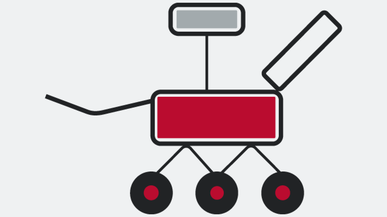 Graphic of a autonomous vehicle that is gray and red