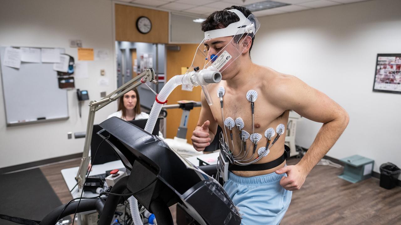 Man running on treadmill